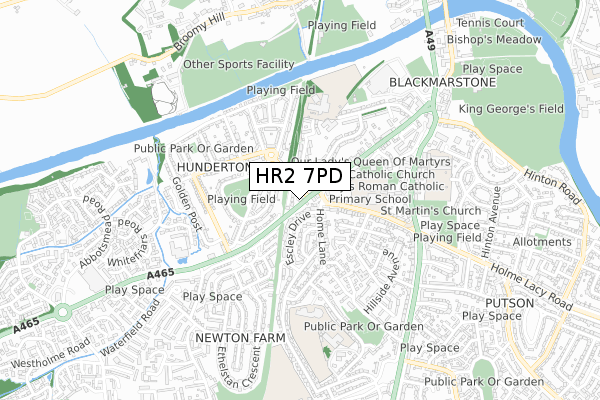 HR2 7PD map - small scale - OS Open Zoomstack (Ordnance Survey)
