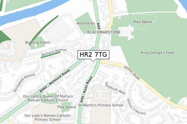HR2 7TG map - large scale - OS Open Zoomstack (Ordnance Survey)