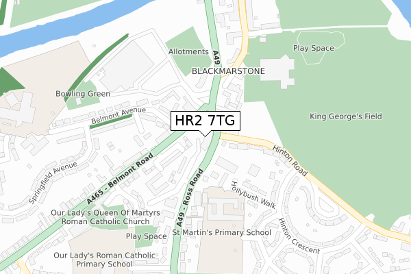 HR2 7TG map - large scale - OS Open Zoomstack (Ordnance Survey) HR2 7TG map - large scale - OS Open Zoomstack (Ordnance Survey)