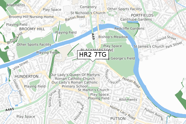 HR2 7TG map - small scale - OS Open Zoomstack (Ordnance Survey)