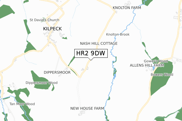 HR2 9DW map - small scale - OS Open Zoomstack (Ordnance Survey)