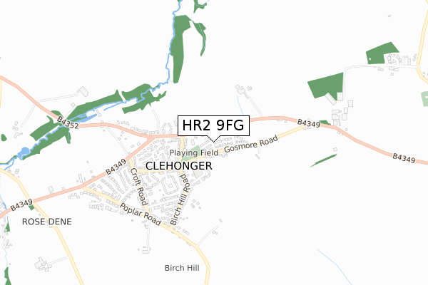 HR2 9FG map - small scale - OS Open Zoomstack (Ordnance Survey)