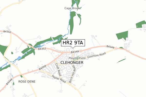 HR2 9TA map - small scale - OS Open Zoomstack (Ordnance Survey)