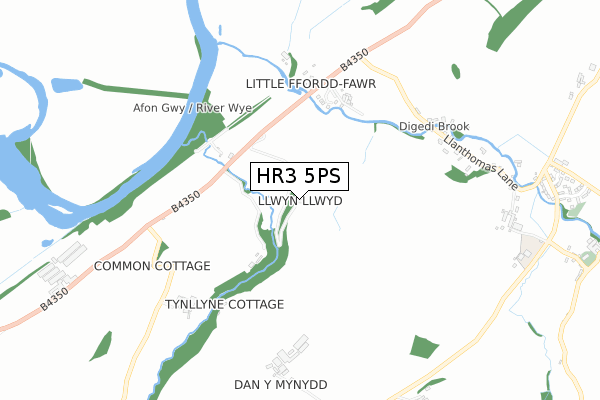 HR3 5PS map - small scale - OS Open Zoomstack (Ordnance Survey)
