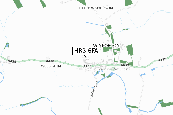 HR3 6FA map - small scale - OS Open Zoomstack (Ordnance Survey)