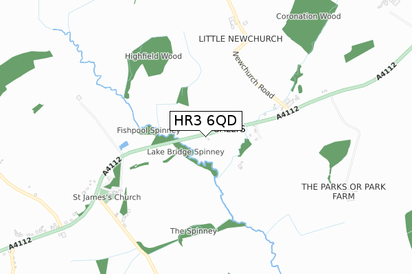 HR3 6QD map - small scale - OS Open Zoomstack (Ordnance Survey)