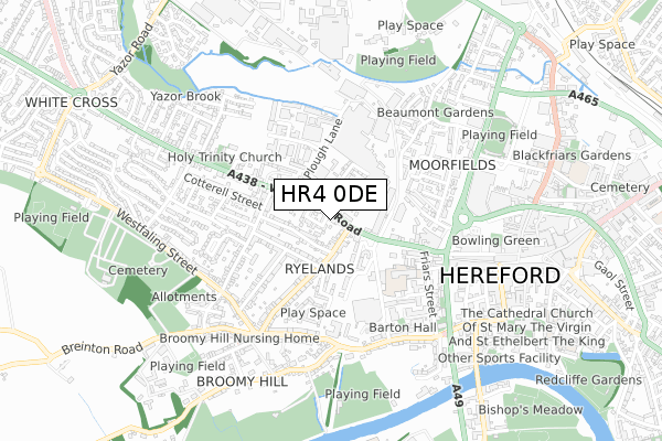 HR4 0DE map - small scale - OS Open Zoomstack (Ordnance Survey)