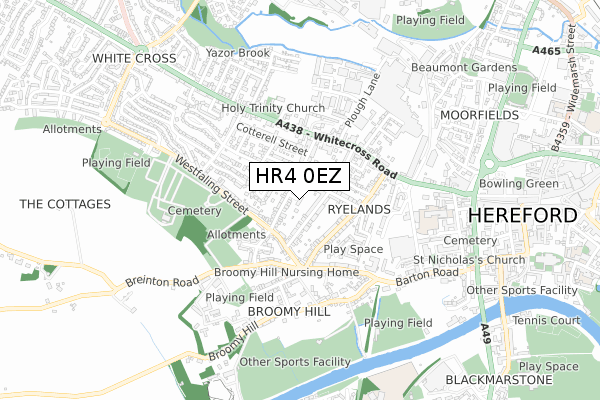 HR4 0EZ map - small scale - OS Open Zoomstack (Ordnance Survey)