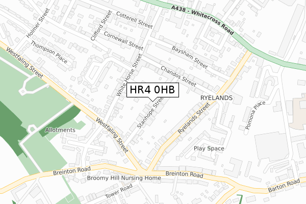 HR4 0HB map - large scale - OS Open Zoomstack (Ordnance Survey)