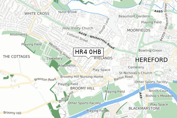 HR4 0HB map - small scale - OS Open Zoomstack (Ordnance Survey)