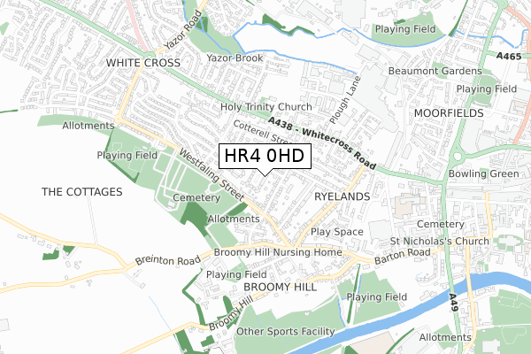 HR4 0HD map - small scale - OS Open Zoomstack (Ordnance Survey)