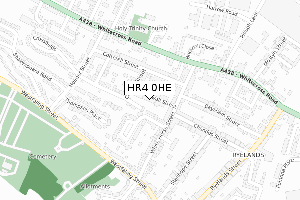 HR4 0HE map - large scale - OS Open Zoomstack (Ordnance Survey)