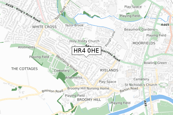 HR4 0HE map - small scale - OS Open Zoomstack (Ordnance Survey)