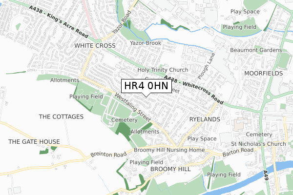 HR4 0HN map - small scale - OS Open Zoomstack (Ordnance Survey)