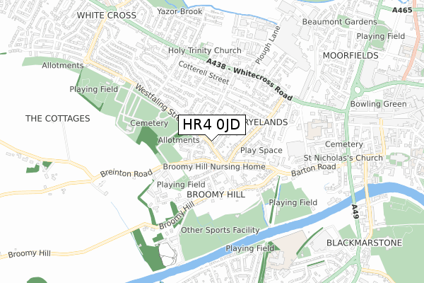 HR4 0JD map - small scale - OS Open Zoomstack (Ordnance Survey)
