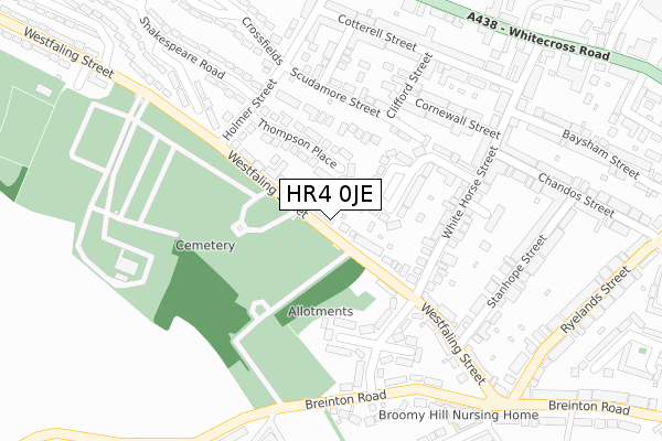 HR4 0JE map - large scale - OS Open Zoomstack (Ordnance Survey)