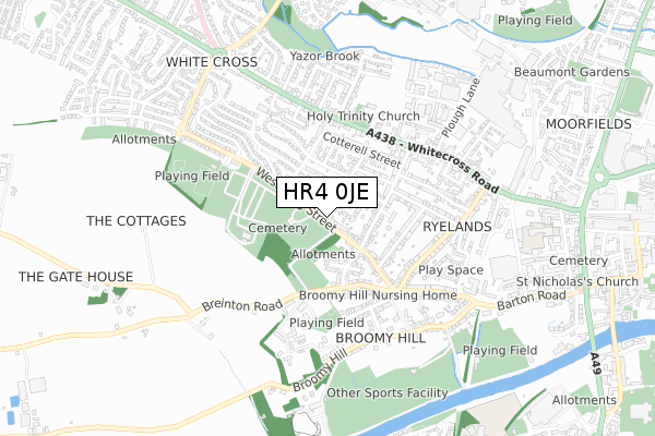 HR4 0JE map - small scale - OS Open Zoomstack (Ordnance Survey)