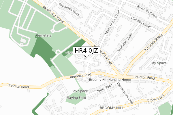 HR4 0JZ map - large scale - OS Open Zoomstack (Ordnance Survey)