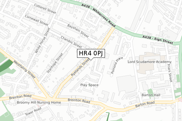 HR4 0PJ map - large scale - OS Open Zoomstack (Ordnance Survey)