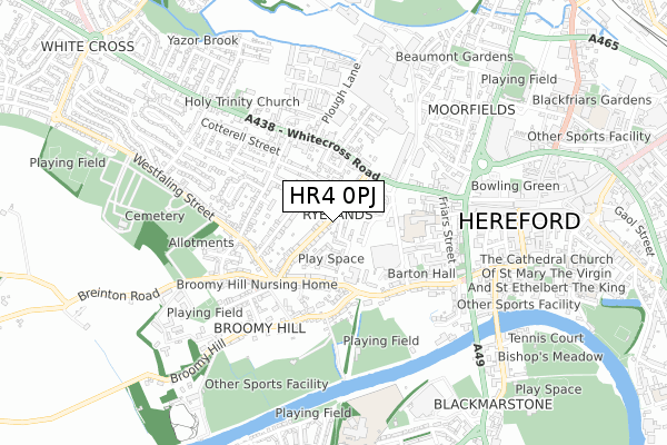 HR4 0PJ map - small scale - OS Open Zoomstack (Ordnance Survey)