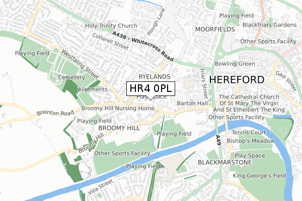 HR4 0PL map - small scale - OS Open Zoomstack (Ordnance Survey)