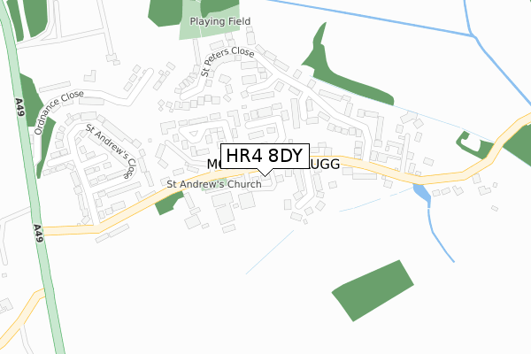 HR4 8DY map - large scale - OS Open Zoomstack (Ordnance Survey)