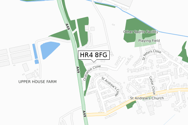 HR4 8FG map - large scale - OS Open Zoomstack (Ordnance Survey)