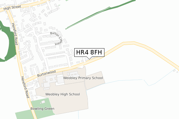 HR4 8FH map - large scale - OS Open Zoomstack (Ordnance Survey)