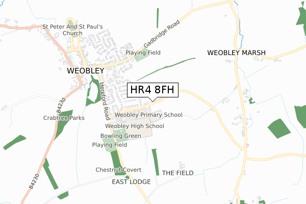 HR4 8FH map - small scale - OS Open Zoomstack (Ordnance Survey)