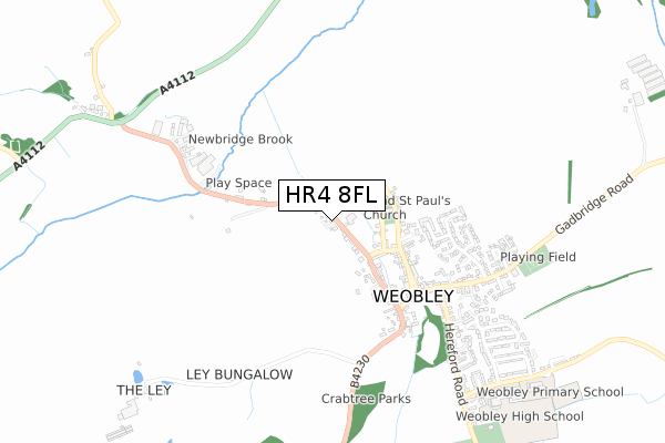 HR4 8FL map - small scale - OS Open Zoomstack (Ordnance Survey)