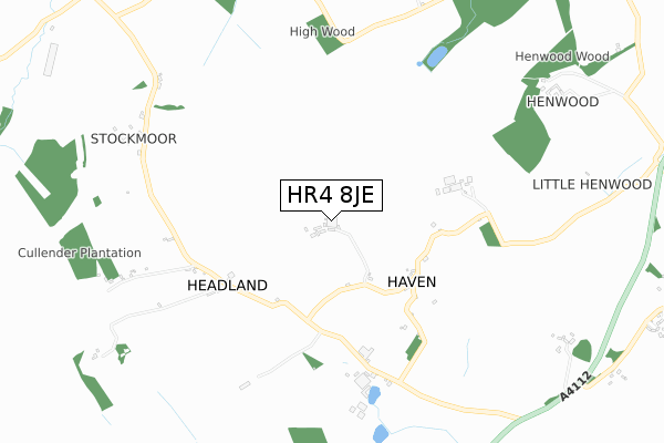 HR4 8JE map - small scale - OS Open Zoomstack (Ordnance Survey)