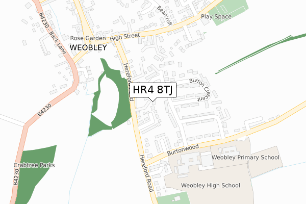 HR4 8TJ map - large scale - OS Open Zoomstack (Ordnance Survey)