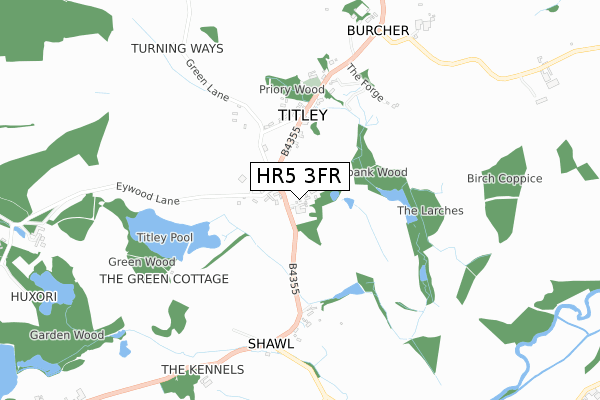HR5 3FR map - small scale - OS Open Zoomstack (Ordnance Survey)