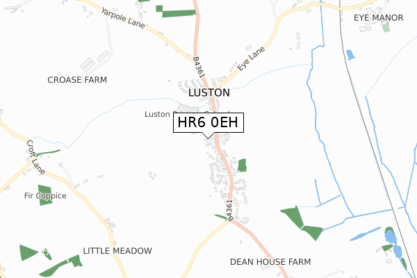 HR6 0EH map - small scale - OS Open Zoomstack (Ordnance Survey)