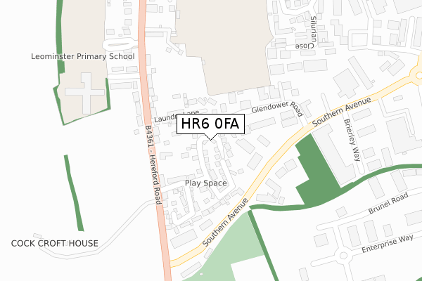 HR6 0FA map - large scale - OS Open Zoomstack (Ordnance Survey)