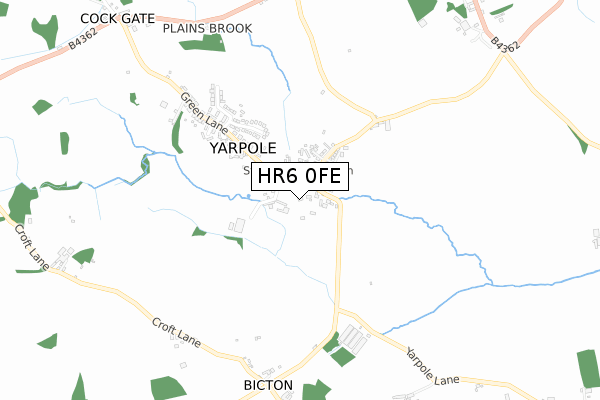 HR6 0FE map - small scale - OS Open Zoomstack (Ordnance Survey)