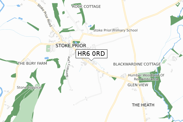 HR6 0RD map - small scale - OS Open Zoomstack (Ordnance Survey)