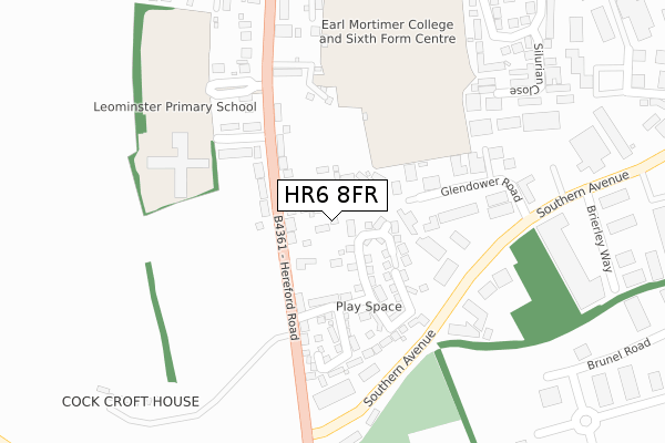 HR6 8FR map - large scale - OS Open Zoomstack (Ordnance Survey)