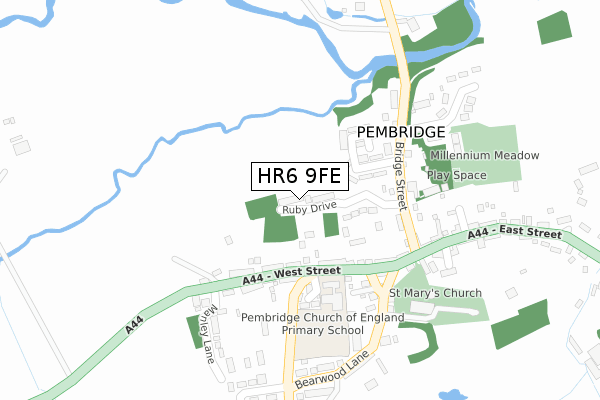 HR6 9FE map - large scale - OS Open Zoomstack (Ordnance Survey)