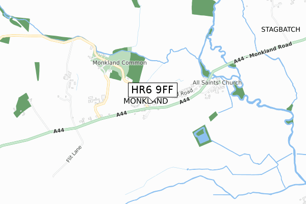 HR6 9FF map - small scale - OS Open Zoomstack (Ordnance Survey)