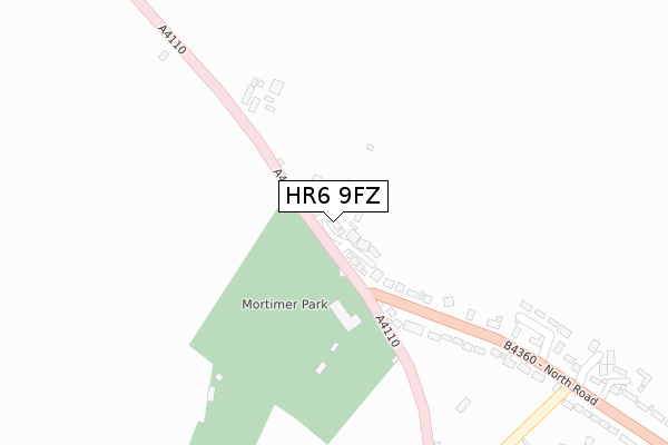 HR6 9FZ map - large scale - OS Open Zoomstack (Ordnance Survey)