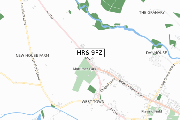 HR6 9FZ map - small scale - OS Open Zoomstack (Ordnance Survey)