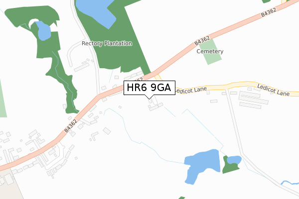 HR6 9GA map - large scale - OS Open Zoomstack (Ordnance Survey)