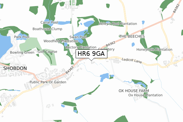 HR6 9GA map - small scale - OS Open Zoomstack (Ordnance Survey)