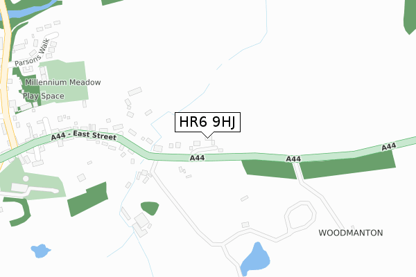 HR6 9HJ map - large scale - OS Open Zoomstack (Ordnance Survey)