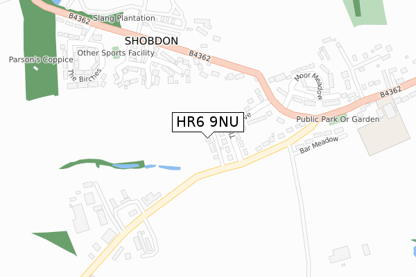 HR6 9NU map - large scale - OS Open Zoomstack (Ordnance Survey)