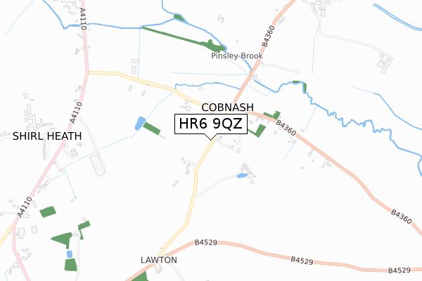 HR6 9QZ map - small scale - OS Open Zoomstack (Ordnance Survey)