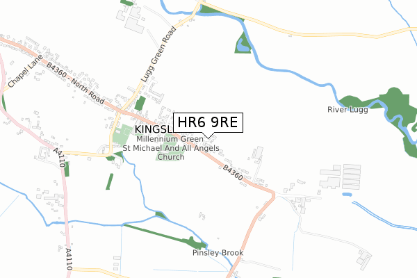 HR6 9RE map - small scale - OS Open Zoomstack (Ordnance Survey)