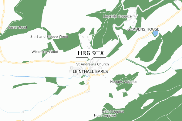 HR6 9TX map - small scale - OS Open Zoomstack (Ordnance Survey)