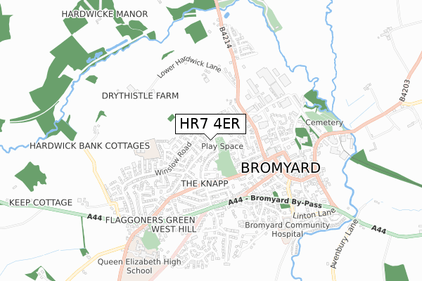 HR7 4ER map - small scale - OS Open Zoomstack (Ordnance Survey)